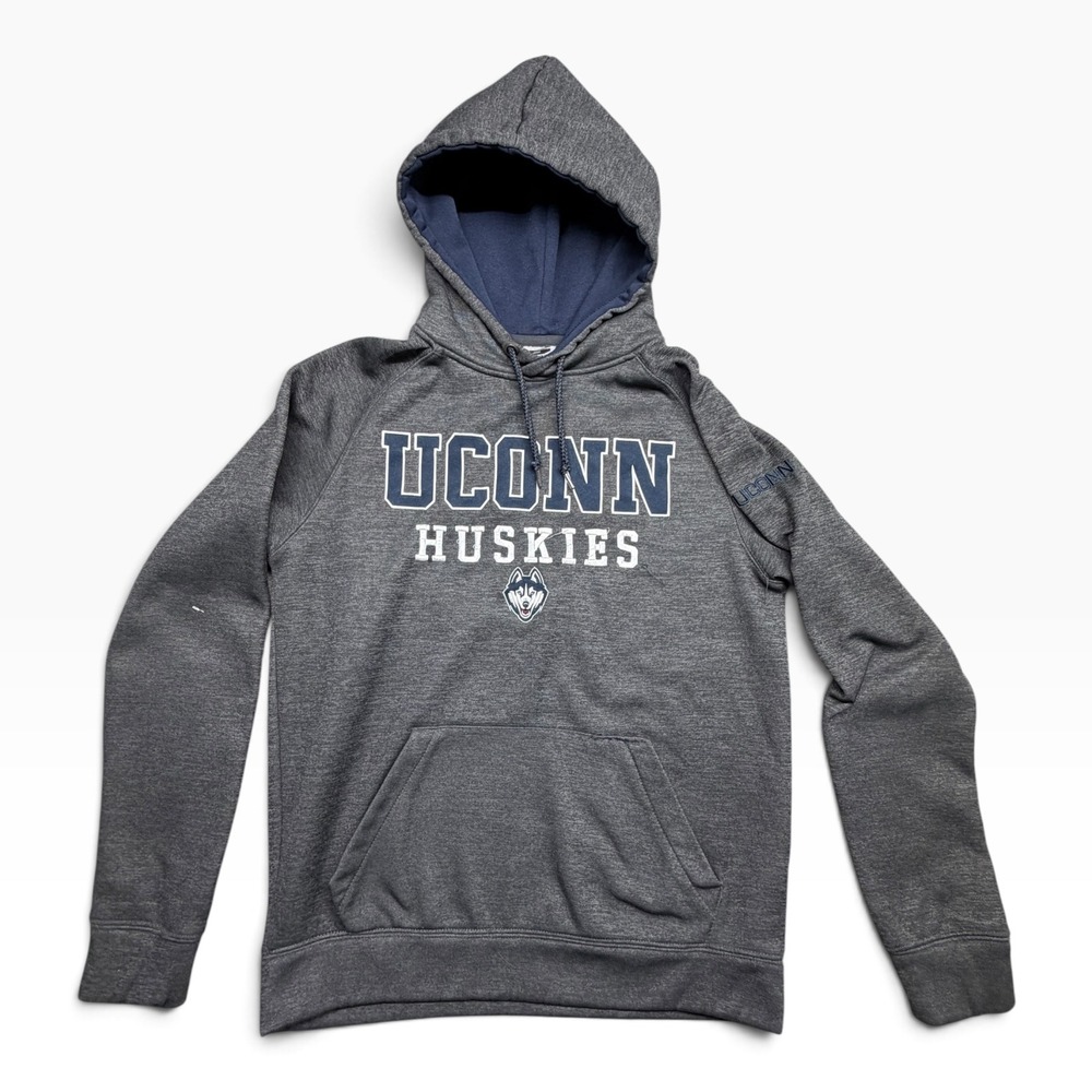 Stadium Athletics UConn Huskies Hoodie Gray Navy Blue Sweatshirt Womens Medium